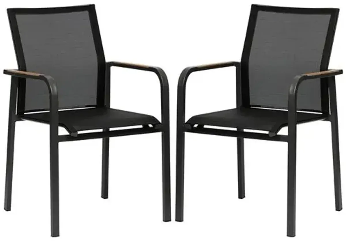 Set of 2 Avalon Indoor/Outdoor Armchairs - Black