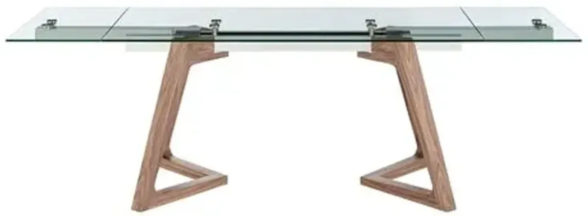 Skagen 95" Extension Glass Dining Table - Walnut