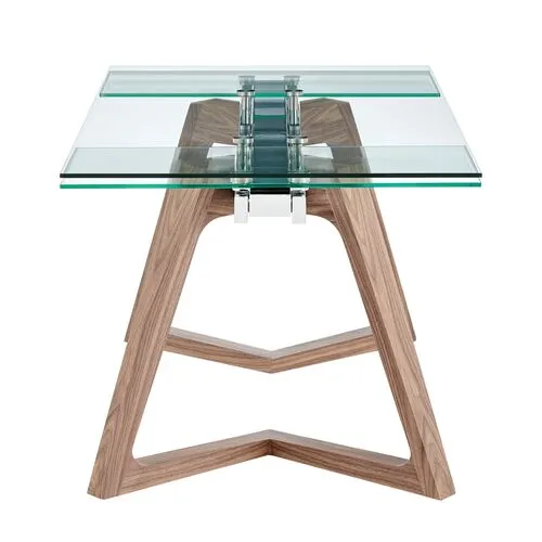 Skagen 95" Extension Glass Dining Table - Walnut