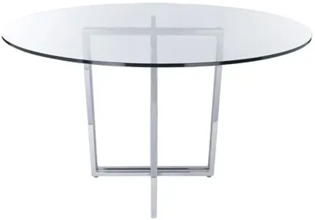 Legend Round Glass Dining Table - Chromed Steel