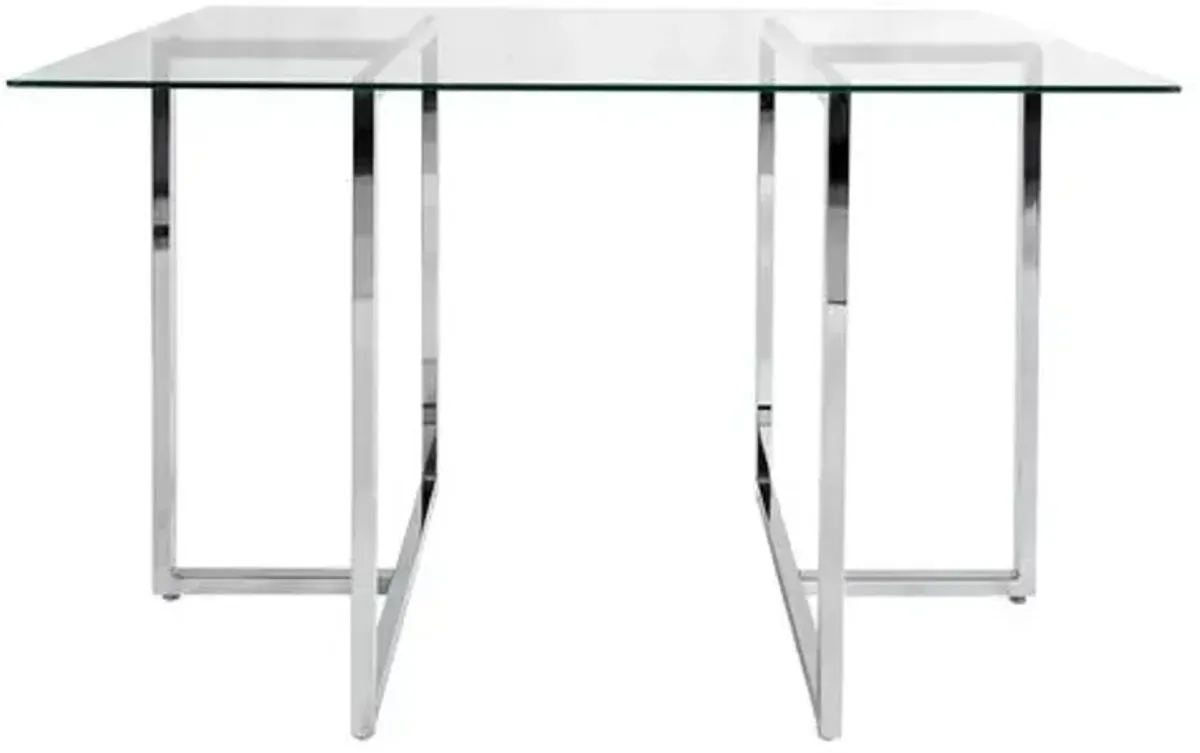 Legend Rectangular Glass Dining Table - Chromed Steel