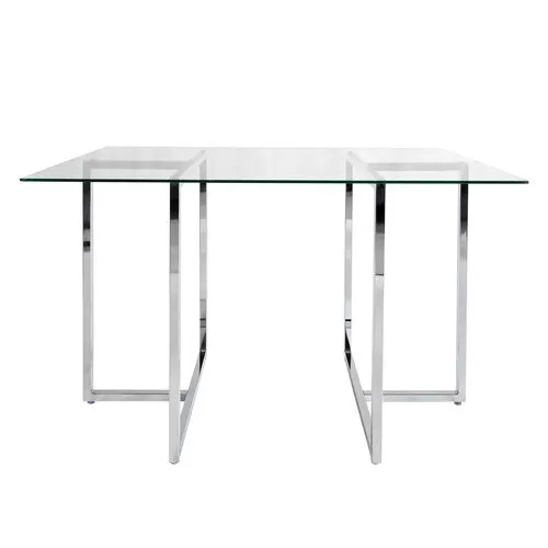 Legend Rectangular Glass Dining Table - Chromed Steel