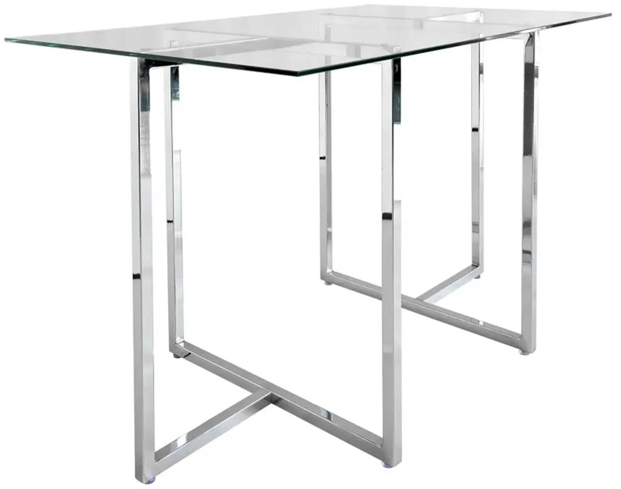 Mila Rectangular Glass Dining Table, Chromed Steel | Furniture.com