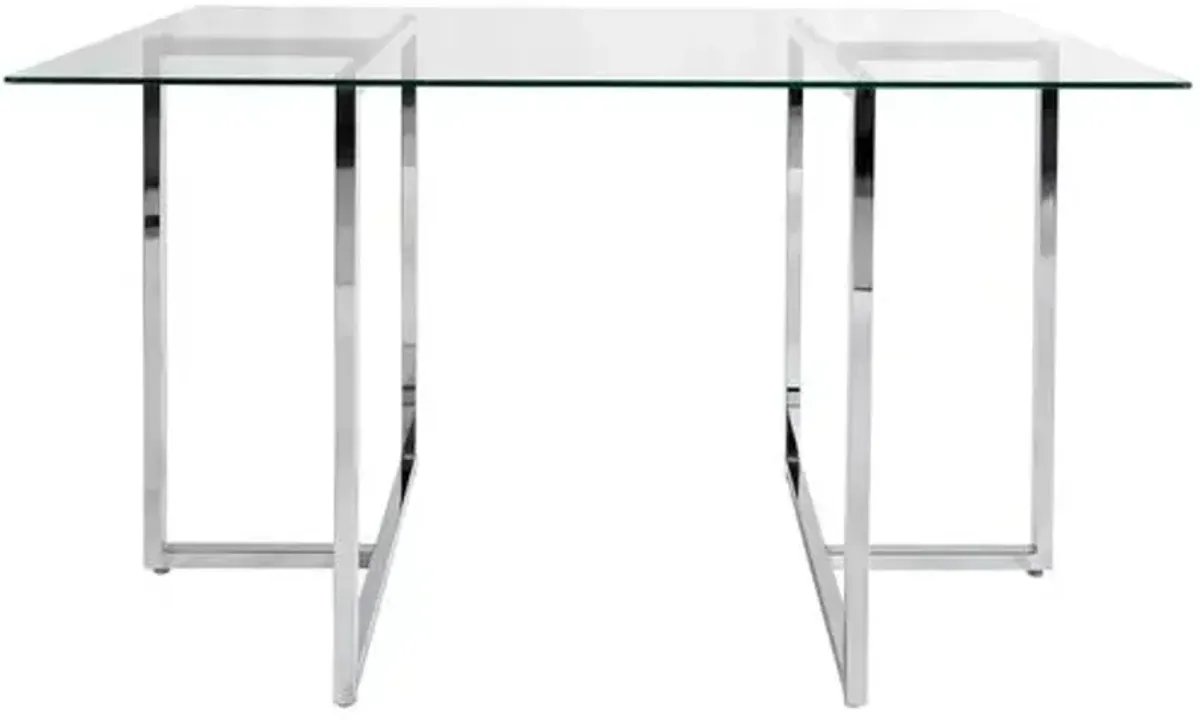 Legend Rectangular Glass Dining Table - Chromed Steel