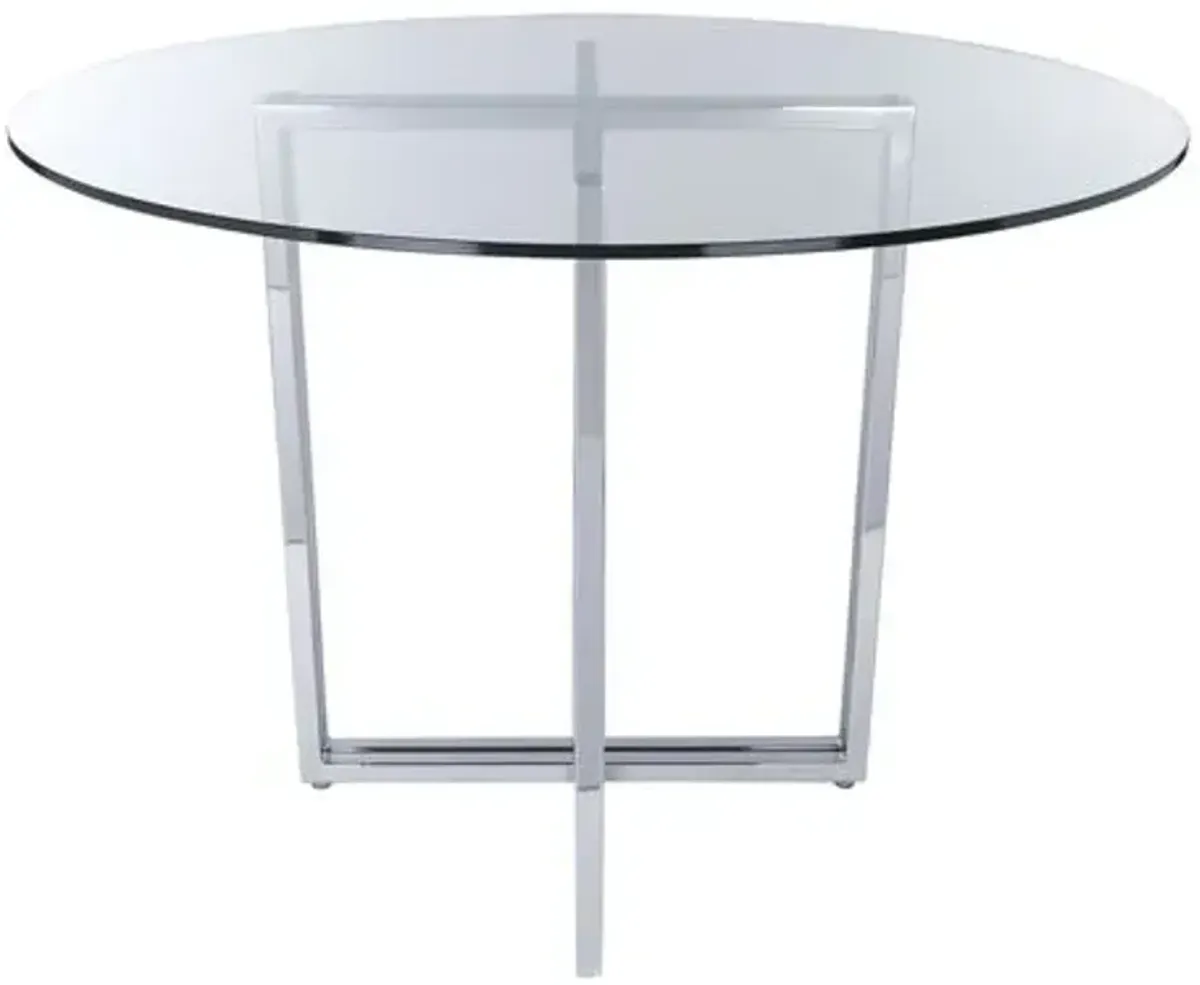 Legend Round Glass Dining Table - Chromed Steel