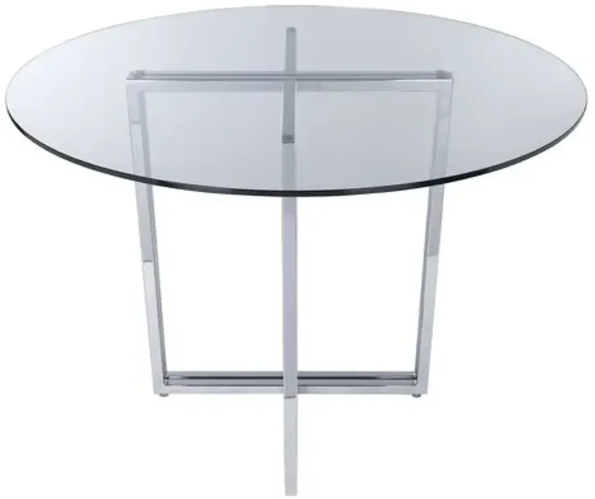 Legend Round Glass Dining Table - Chromed Steel