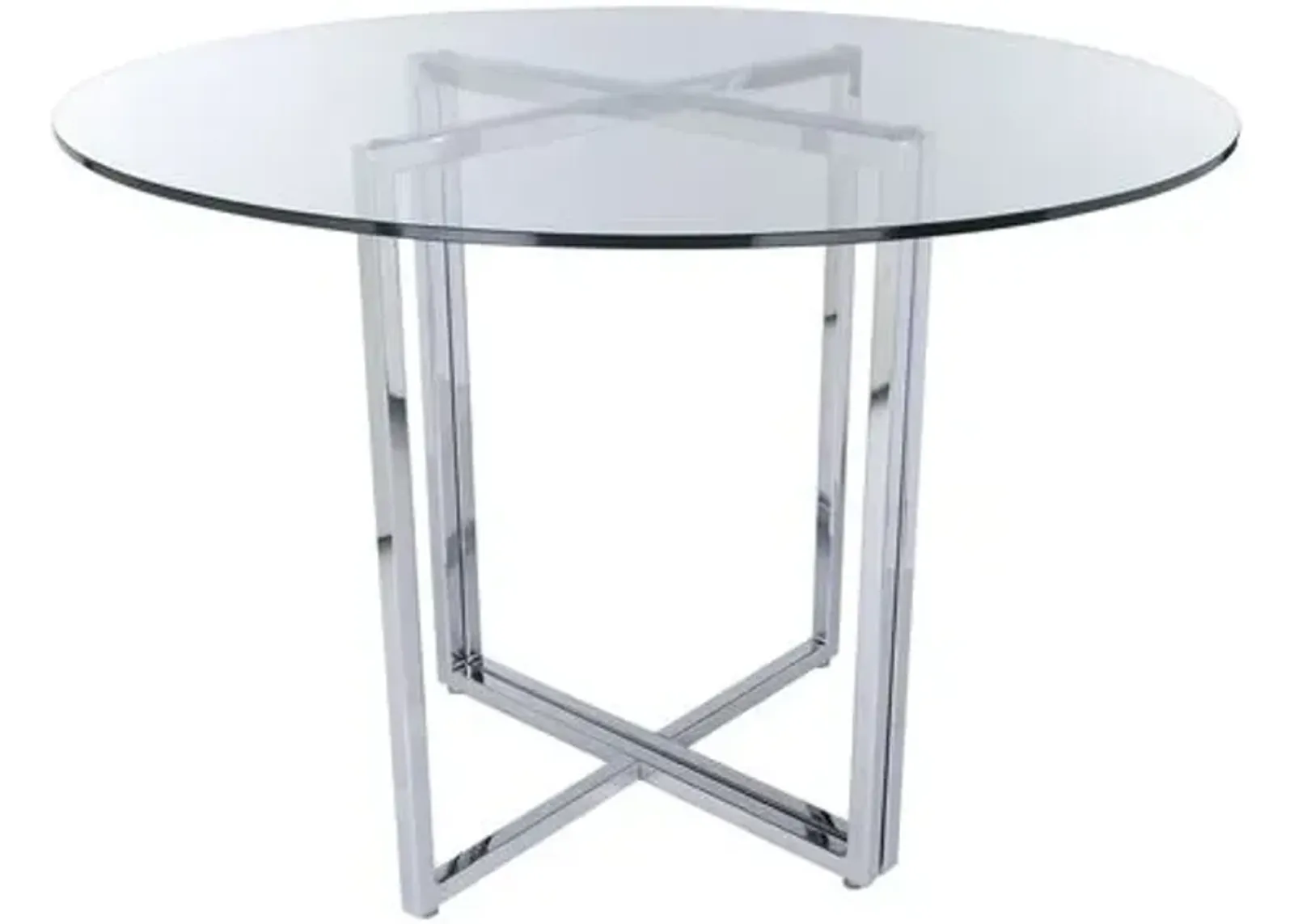 Legend Round Glass Dining Table - Chromed Steel