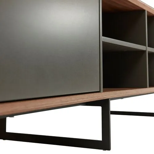 Walridge 95" Media Stand - Walnut/Dark Gray - Brown