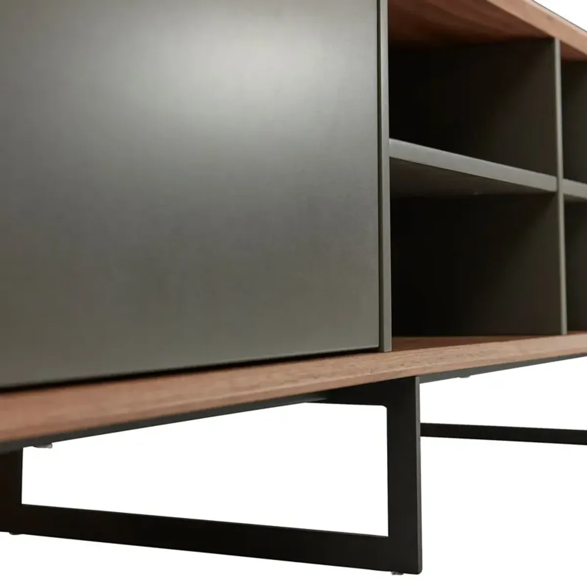 Walridge 95" Media Stand, Walnut/Dark Gray