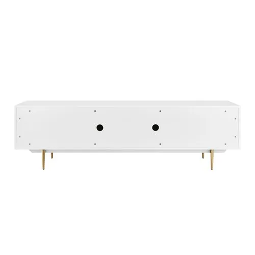 Skylit 79" Media Stand - Matte White/Brass