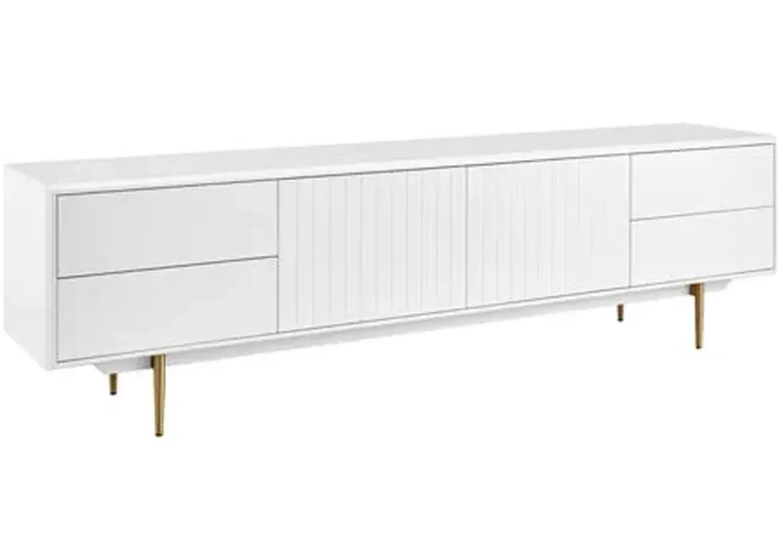 Skylit 79" Media Stand - Matte White/Brass