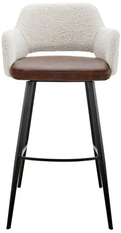 Vintara Leatherette Swivel Barstool - Ivory