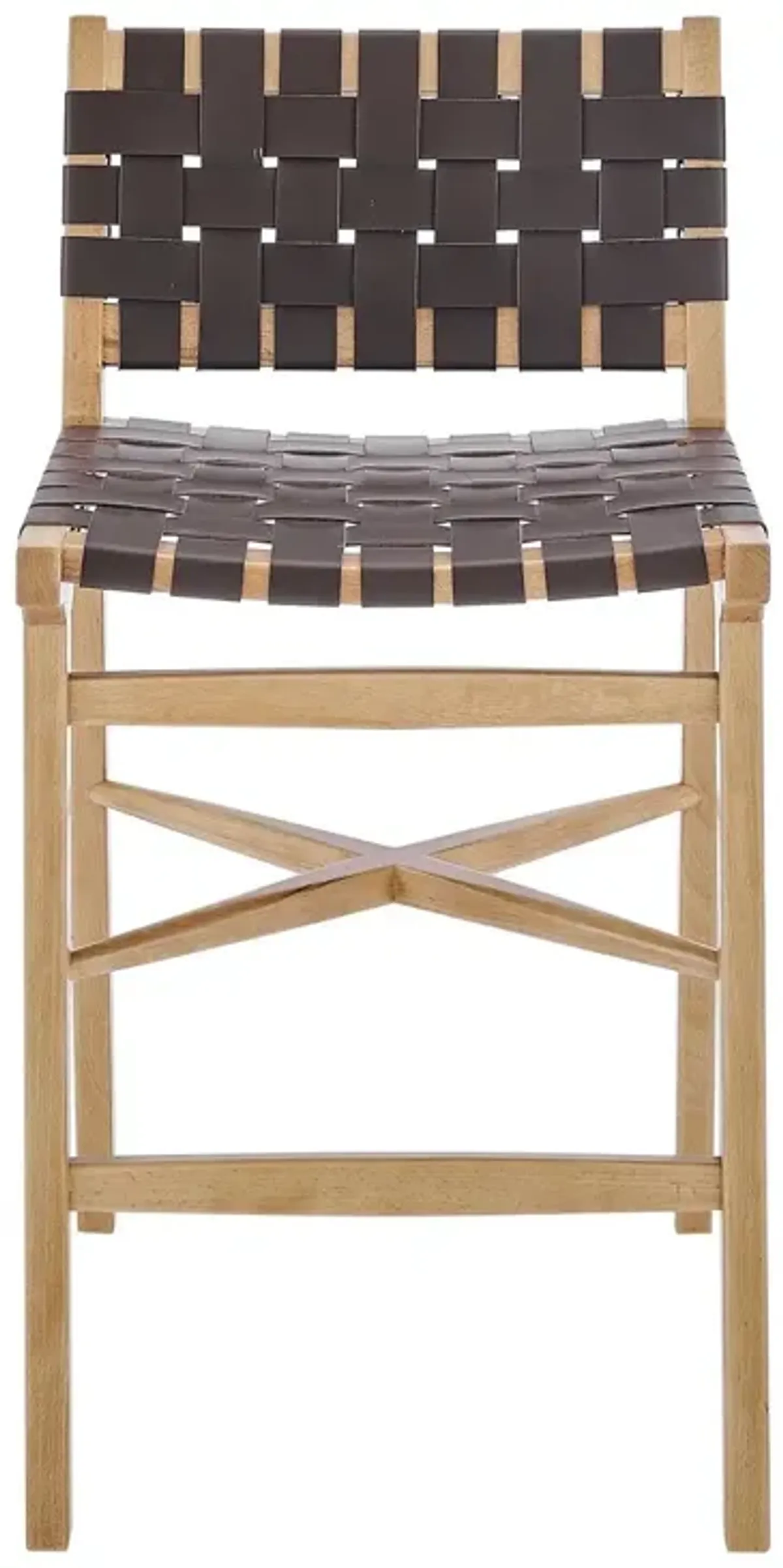 Briarwood Woven Leather Counter Stool, Brown/Natural