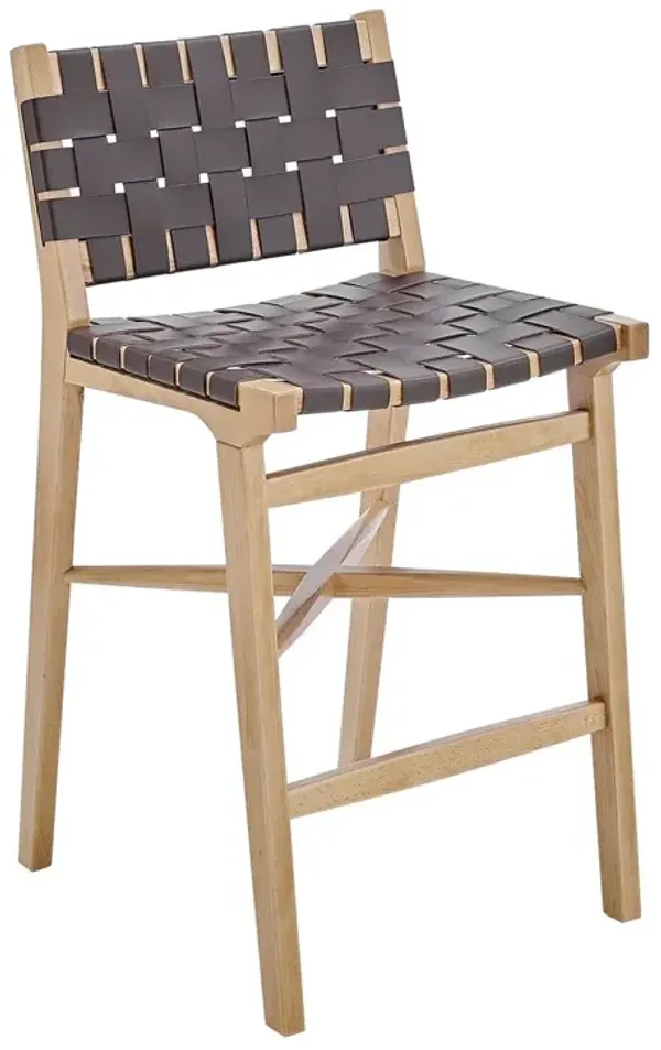 Briarwood Woven Leather Counter Stool, Brown/Natural