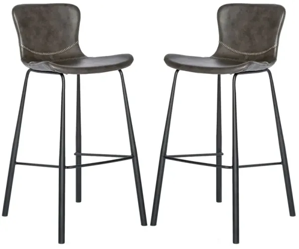 Set of 2 Harmonique Barstools - Vintage Leatherette - Gray