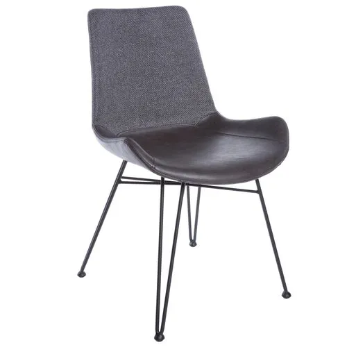 Set of 2 Metra Side Chairs - Dark Grey - Gray