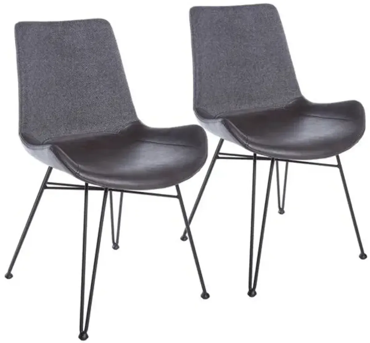 Set of 2 Metra Side Chairs - Dark Grey - Gray