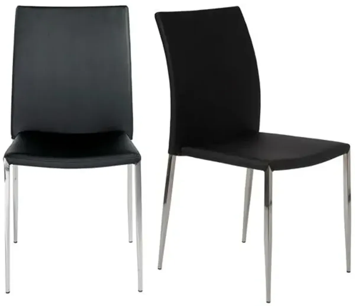 Set of 2 Thaline Stacking Chairs - Black