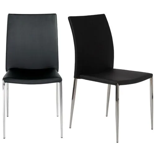 Set of 2 Thaline Stacking Chairs - Black