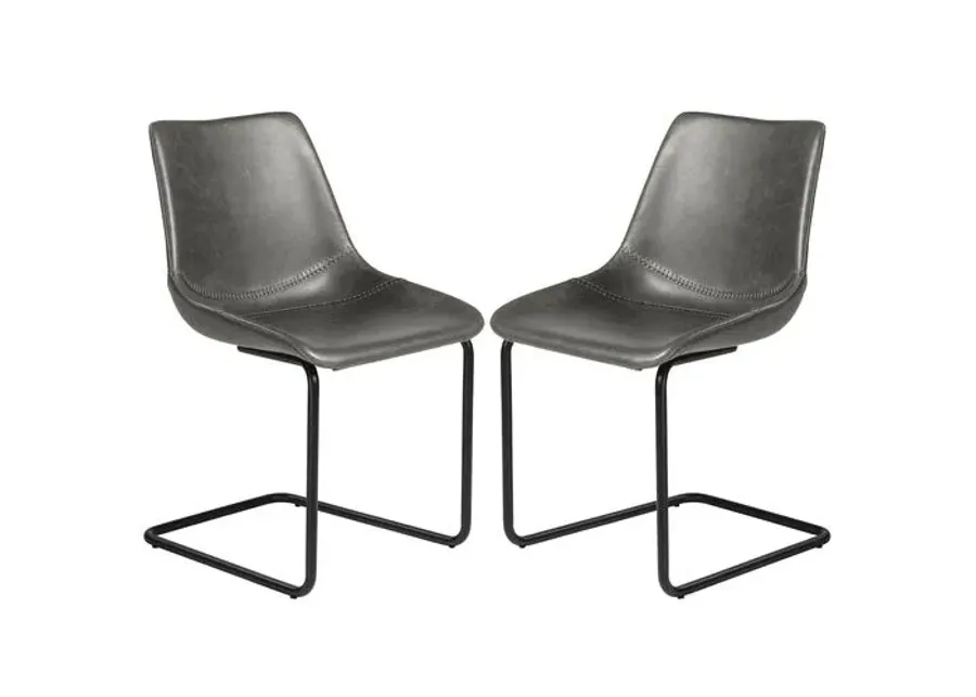 Set of 2 Rustique Side Chairs - Gray Leatherette