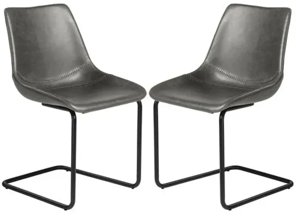 Set of 2 Rustique Side Chairs - Gray Leatherette