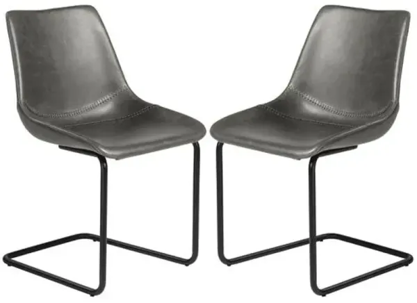 Set of 2 Rustique Side Chairs - Gray Leatherette