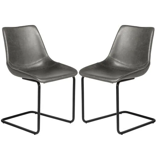 Set of 2 Rustique Side Chairs - Gray Leatherette