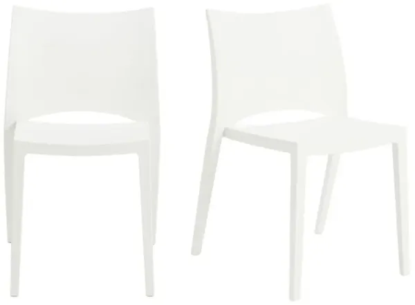 S/2 Jinni Indoor/Outdoor Stacking Chairs, White
