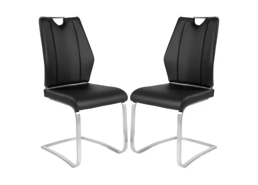 Set of 2 Serenade Side Chairs - Leatherette - Black