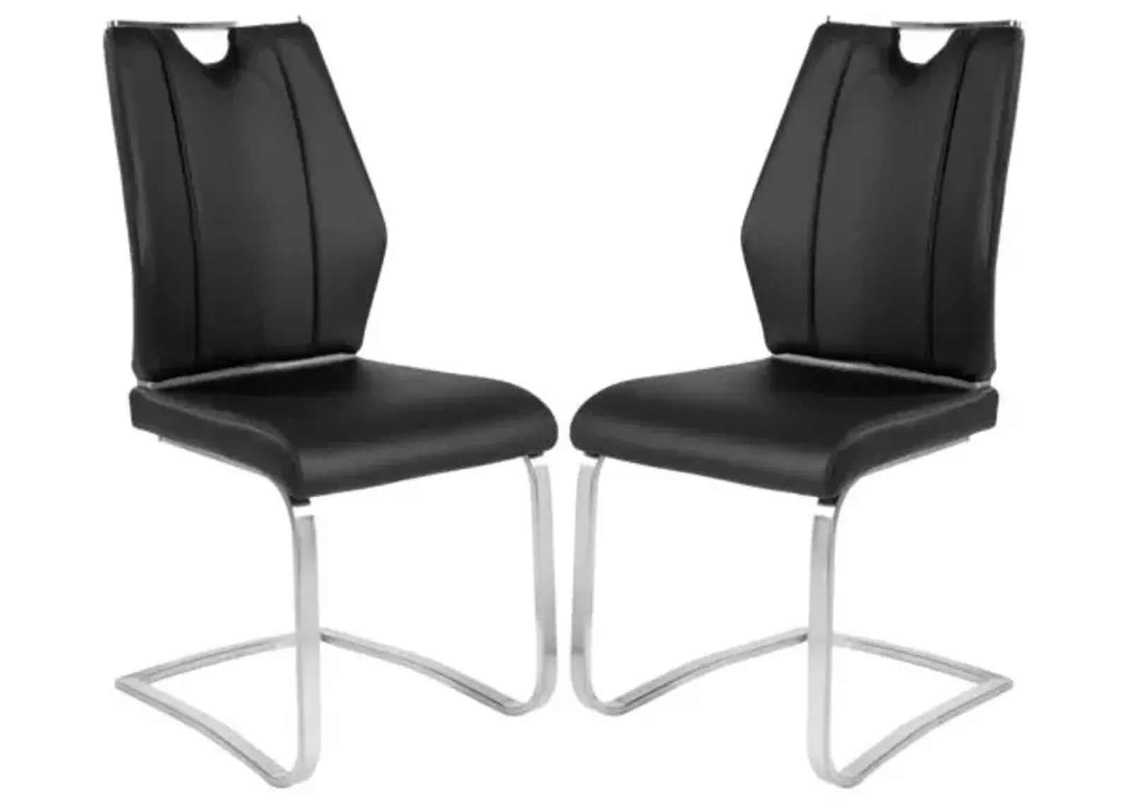 Set of 2 Serenade Side Chairs - Leatherette - Black