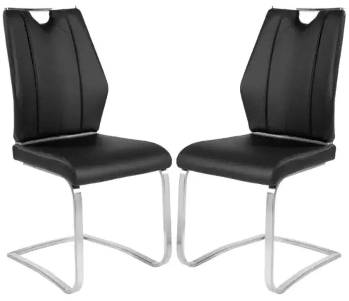 Set of 2 Serenade Side Chairs - Leatherette - Black