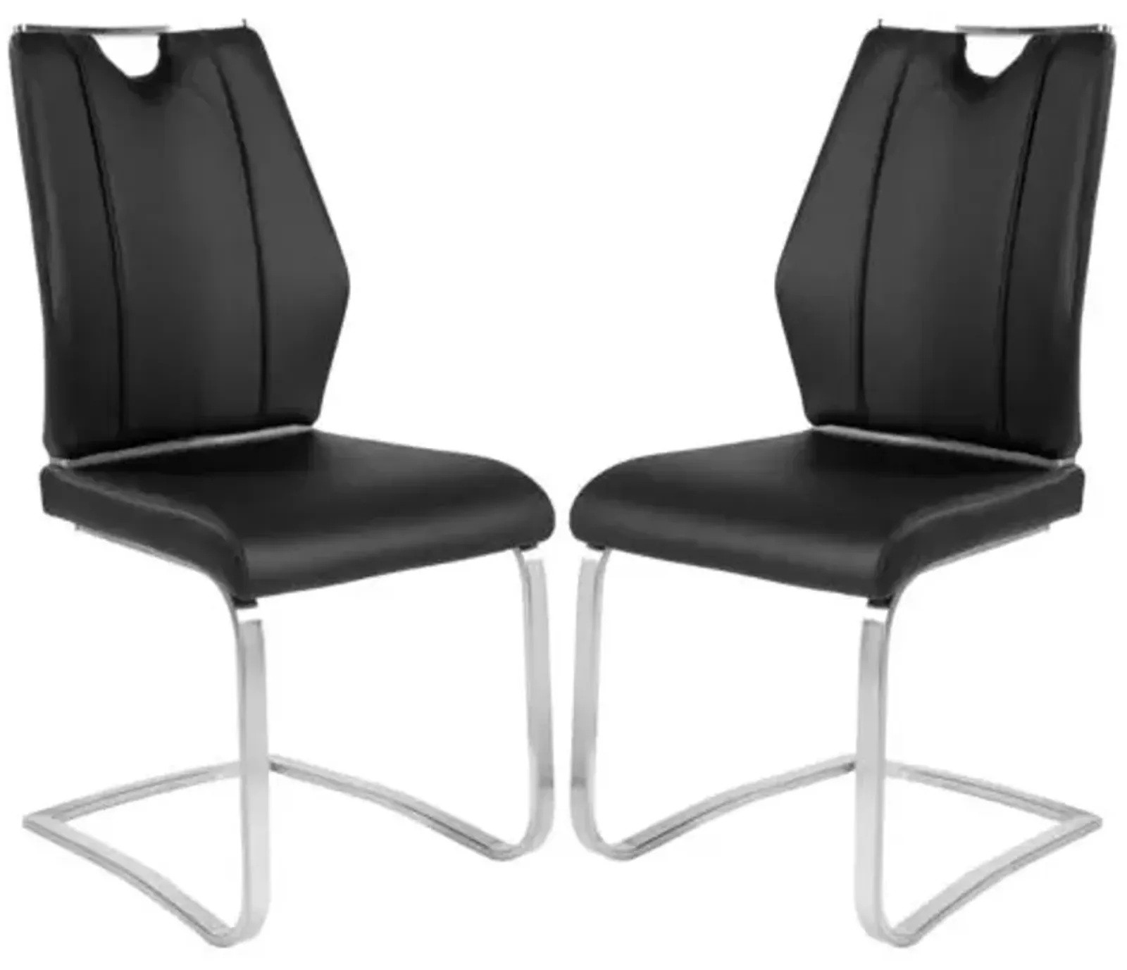 Set of 2 Serenade Side Chairs - Leatherette - Black