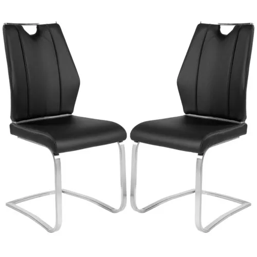 Set of 2 Serenade Side Chairs - Leatherette - Black