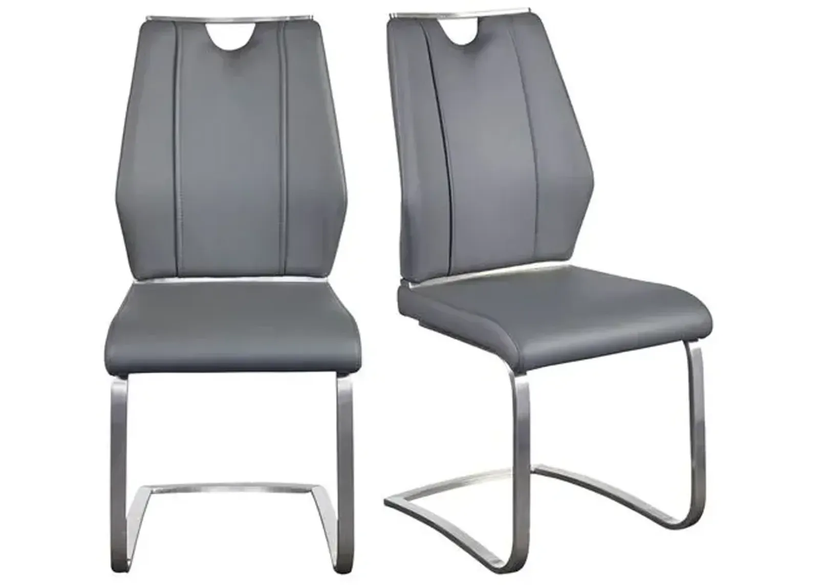 Set of 2 Serenade Side Chairs - Leatherette - Gray