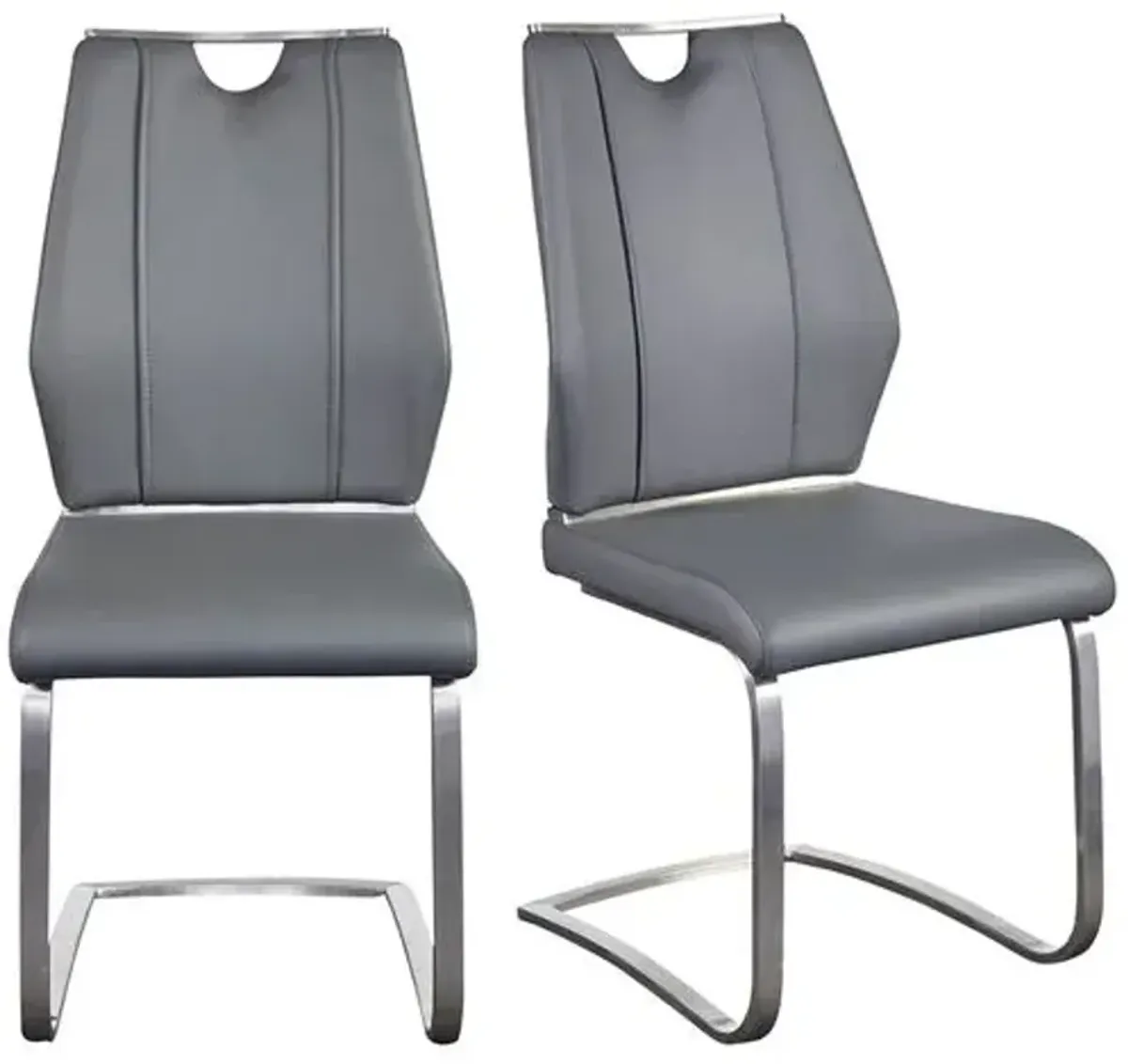 Set of 2 Serenade Side Chairs - Leatherette - Gray