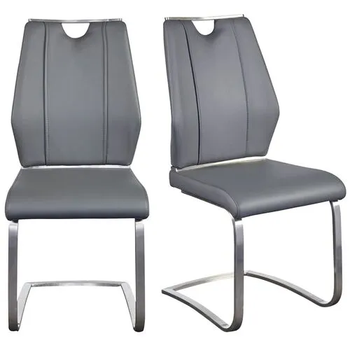 Set of 2 Serenade Side Chairs - Leatherette - Gray