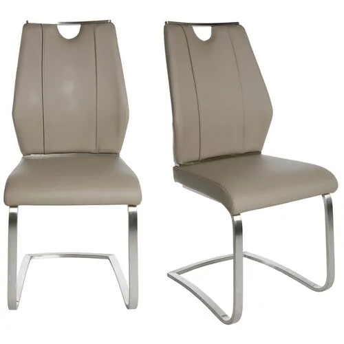 Set of 2 Serenade Side Chairs - Leatherette - Brown