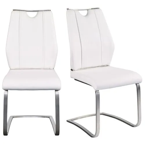 Set of 2 Serenade Side Chairs - Leatherette - White