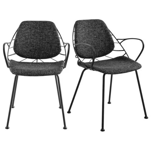 Set of 2 Florine Armchairs - Black