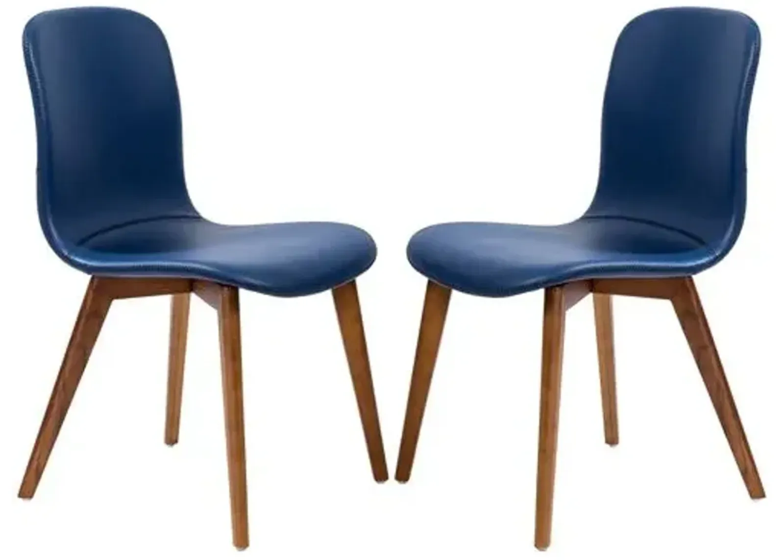 Set of 2 Walnara Side Chairs - Leatherette - Blue