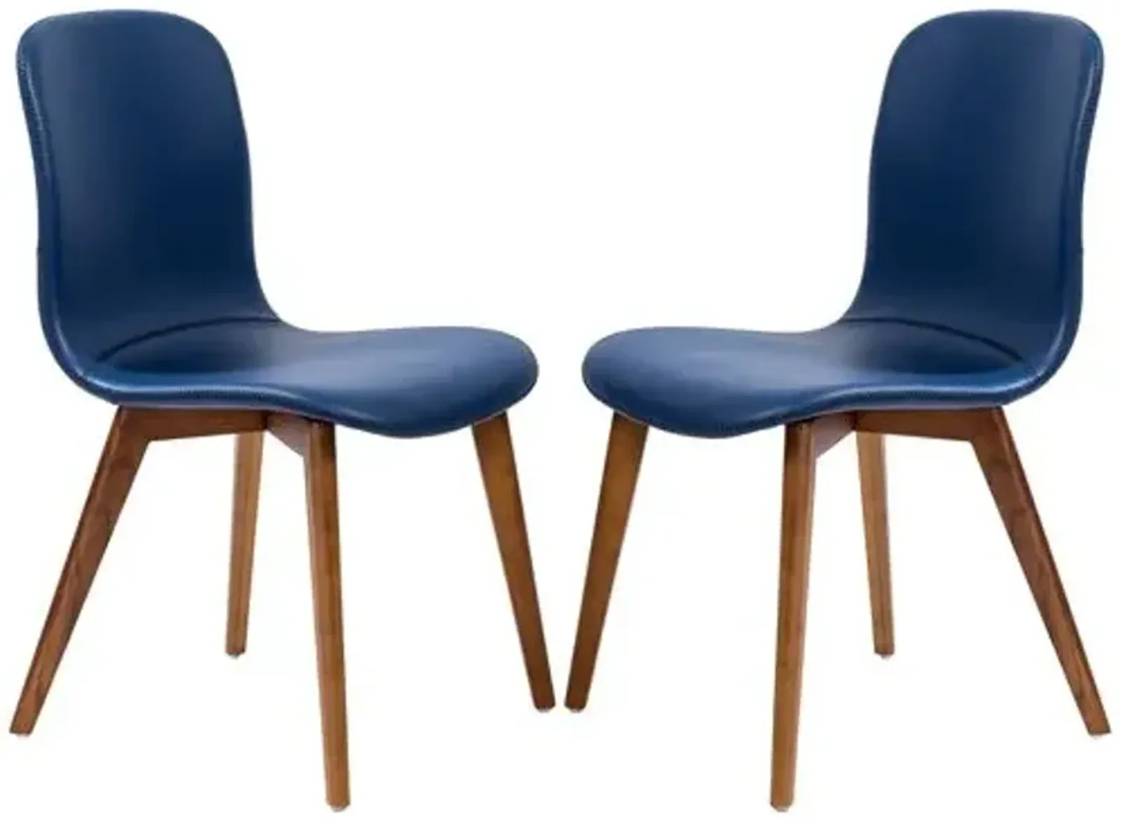 Set of 2 Walnara Side Chairs - Leatherette - Blue