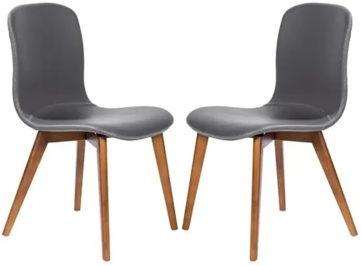 Set of 2 Walnara Side Chairs - Leatherette - Gray