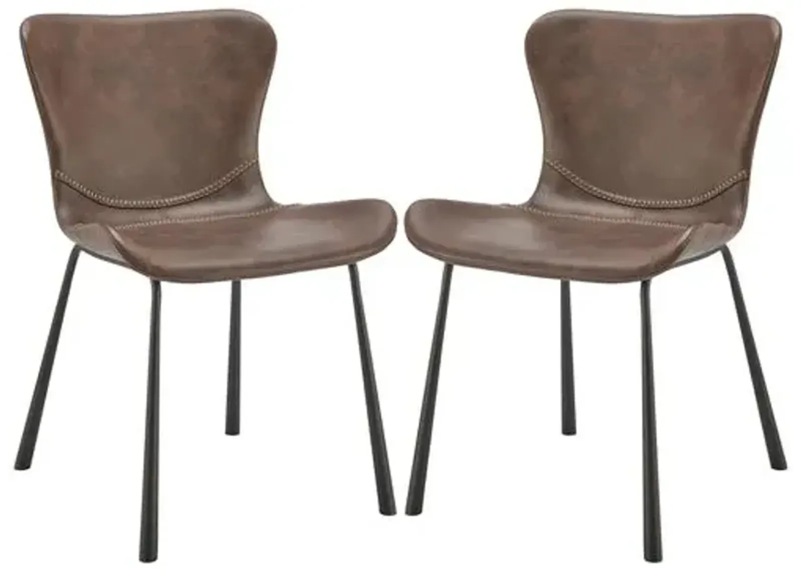 Set of 2 Harmonique Side Chairs - Vintage Leatherette - Brown