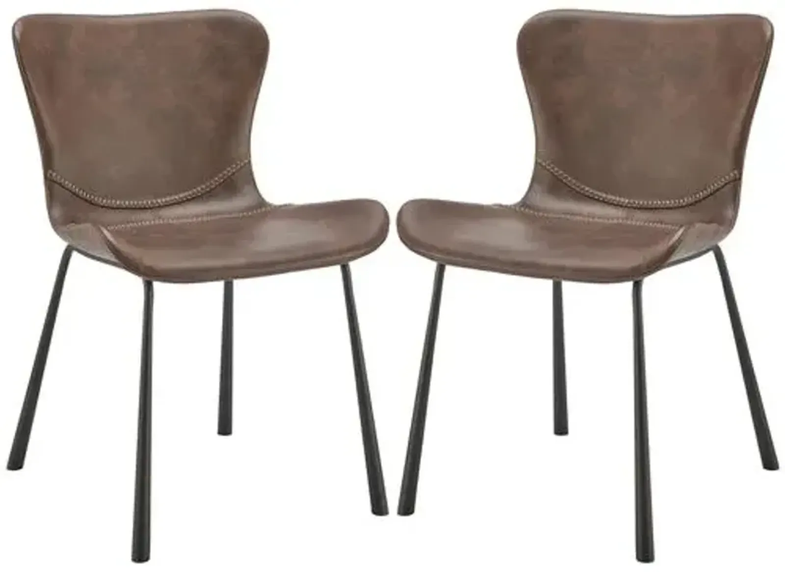 Set of 2 Harmonique Side Chairs - Vintage Leatherette - Brown