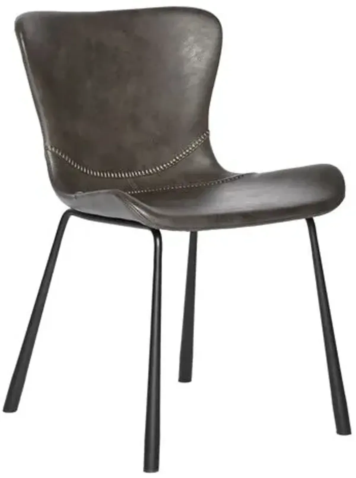 Set of 2 Harmonique Side Chairs - Vintage Leatherette - Gray