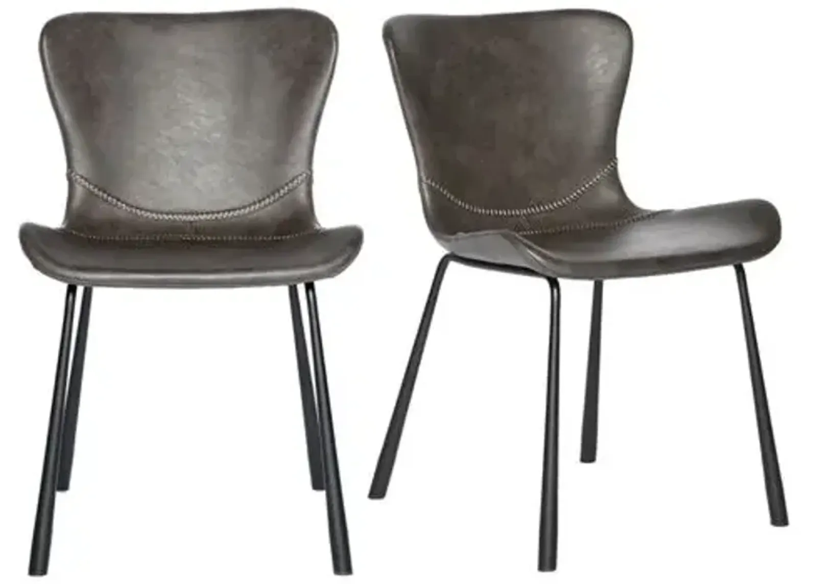 Set of 2 Harmonique Side Chairs - Vintage Leatherette - Gray