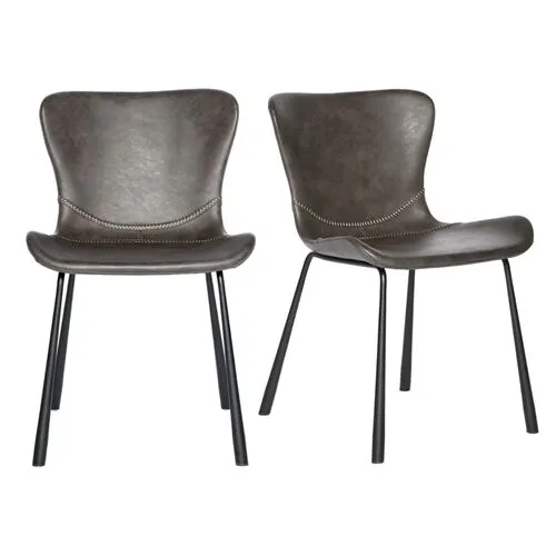 Set of 2 Harmonique Side Chairs - Vintage Leatherette - Gray