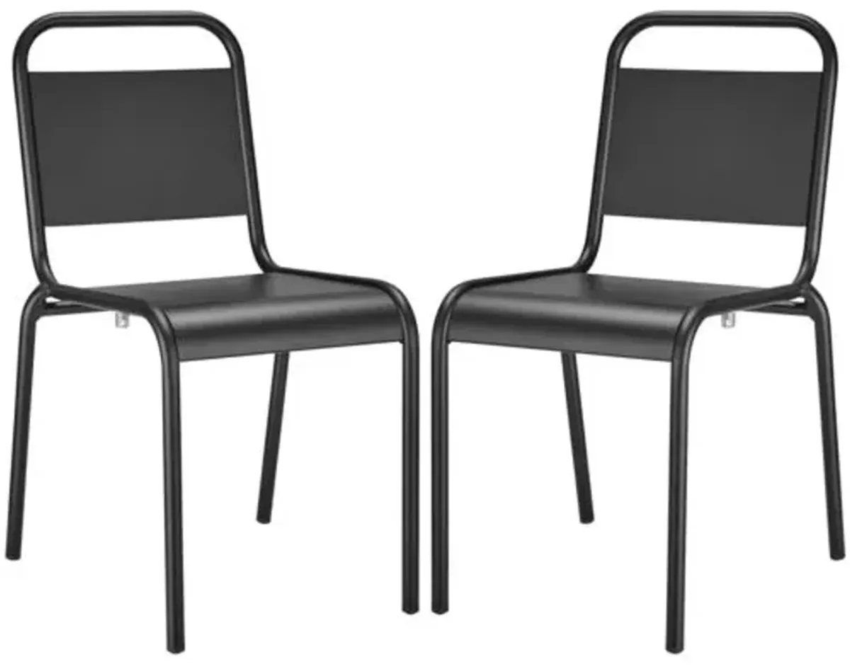 Set of 2 Terrafirma Outdoor Side Chairs - Black