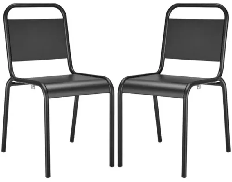 Set of 2 Terrafirma Outdoor Side Chairs - Black