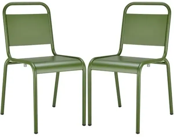 Set of 2 Terrafirma Outdoor Side Chairs - Green